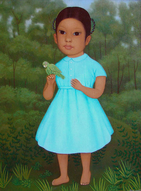 Gustavo Montoya - Girl with a Parrot